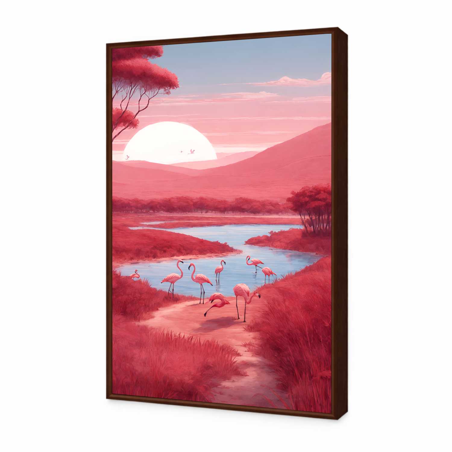 Quadro Decorativo Flamingos Rosa em Arte